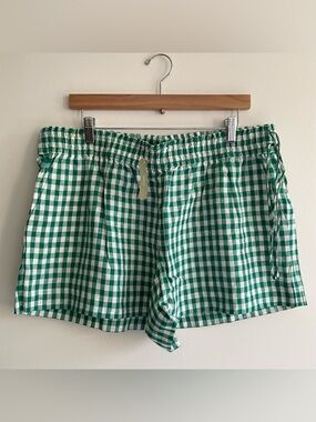 NWT J.Crew | Linen Gingham Shorts Green White | XL